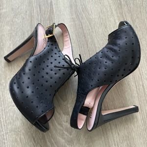 Red Valentino Black Polka Dot Slingback Peep Toe Heels SZ 38 B-LB